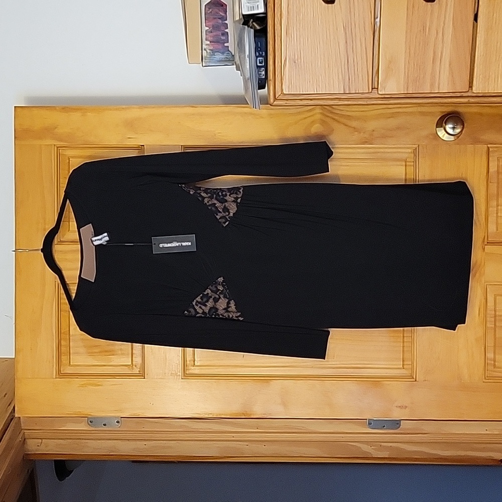 Karl Lagerfeld paris nwt black lace accent dress